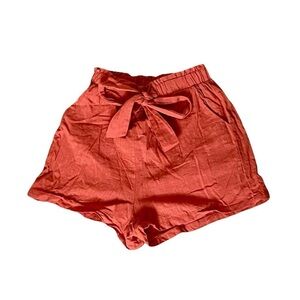 SHEIN High Waist Orange Flowy Tie Shorts